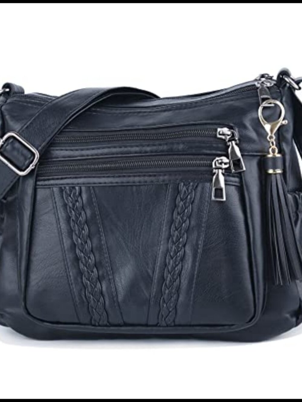 Soft PU leather multi pocket crossbody shoulder bag for women